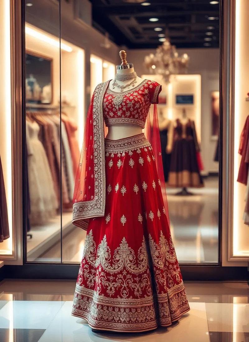 Luxury bridal lehenga with zardozi embroidery, bridal designer Delhi