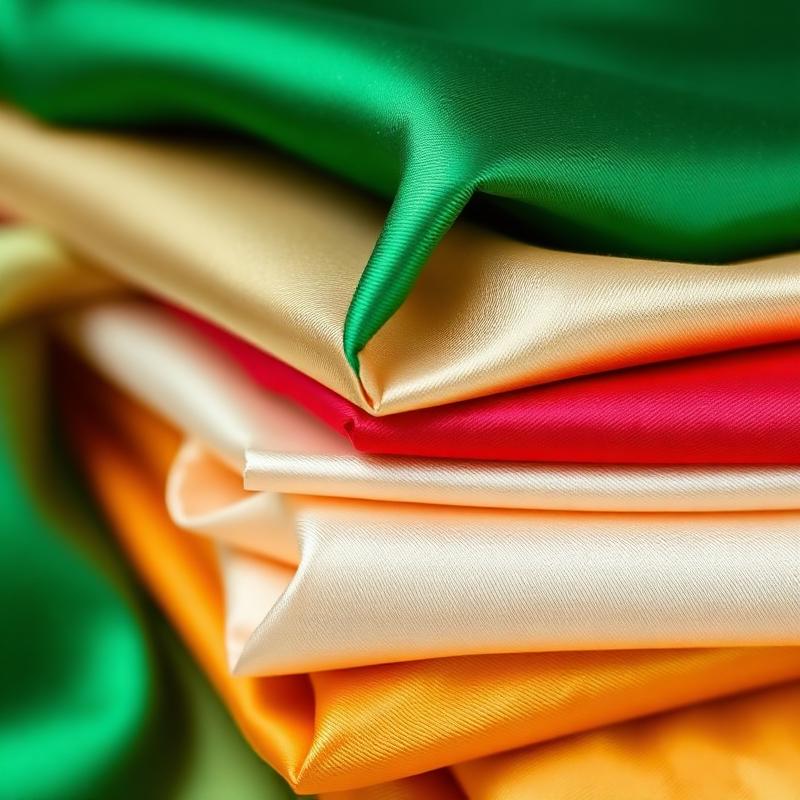 Stack of luxury silk fabrics — emerald, ruby, ivory, gold tissue at Le Wraps